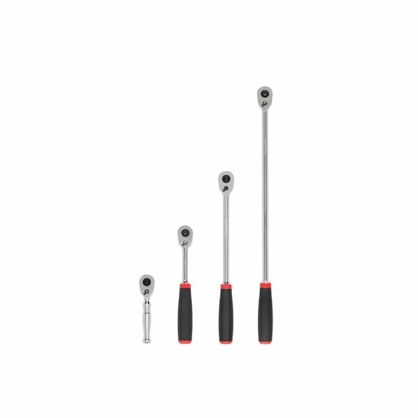 Tekton 3/8 Inch Drive Quick-Release Comfort Grip Ratchet Set, 4-Piece 4-1/2, 8, 12, 18 in. SRH91107